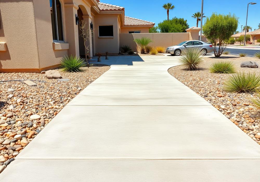 Residential concrete walkway after professional cleaning