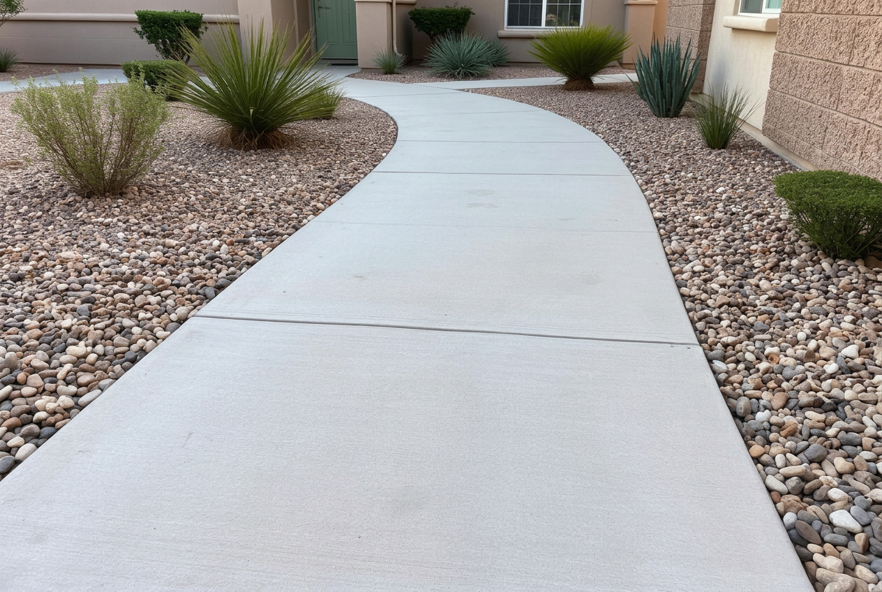 Residential concrete walkway after professional cleaning